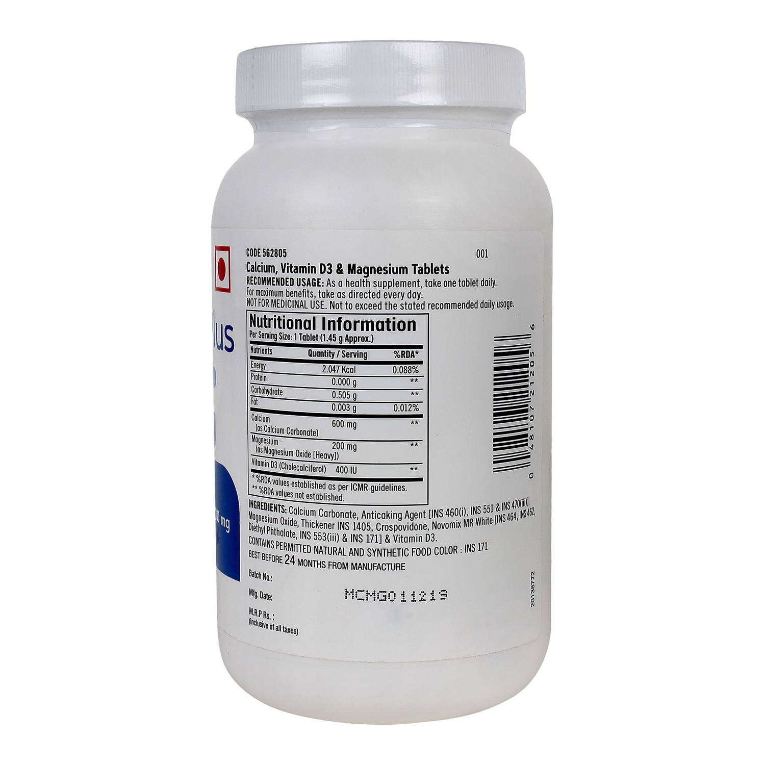 Buy Gnc Calcium Plus 600mg With Magnesium And Vitamin D3 180 Tablets