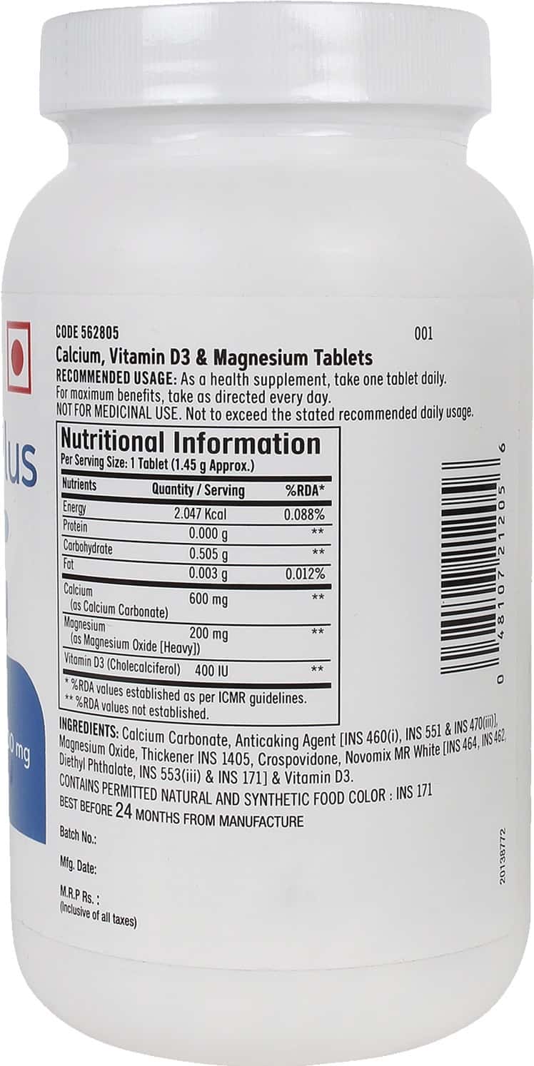 Buy GNC CALCIUM PLUS 600MG WITH MAGNESIUM AND VITAMIN D3 180 TABLETS