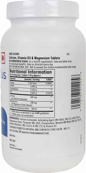 Gnc Calcium Plus 600Mg With Magnesium And Vitamin D3 - 180 Tablets