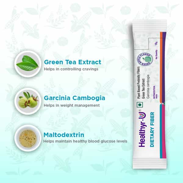 Healthyr-U Dietary Fiber Green Apple Flavou Sachet Of 10Gm Powder (Pack Of 15)