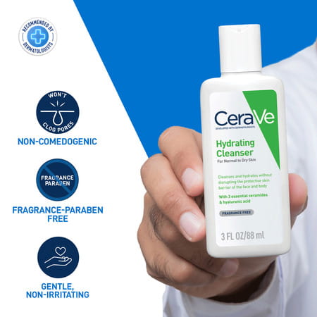 Cerave Hydrating Non-Foaming Daily Facial Cleanser For Normal To Dry Skin - 88ml