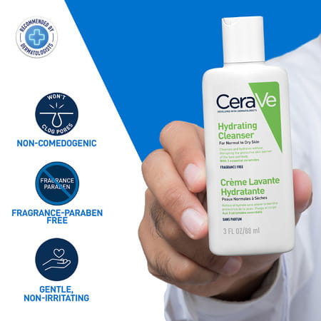 Cerave Hydrating Non-Foaming Daily Facial Cleanser For Normal To Dry Skin - 88ml