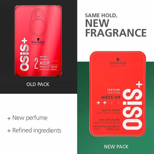 Schwarzkopf Professional Osis+ Mess Up Hair Styling Matte Paste | Easy To Apply And Wash | 100 Ml