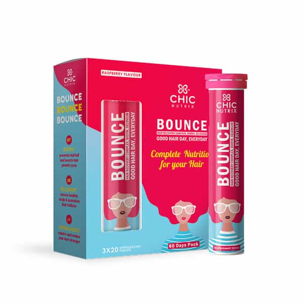 Chicnutrix Bounce - Hrc | Biotin | Selenium - Good Hair Day | Everyday - Raspberry (Pack Of 60)