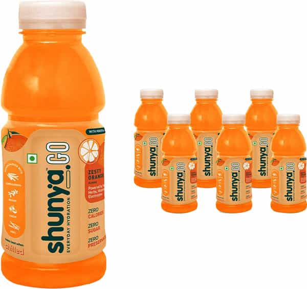 Shunya Go Zappy Orange | 0 Calories- 0 Sugar- 0 Preservatives Pack Of 6 (300Ml X 6)