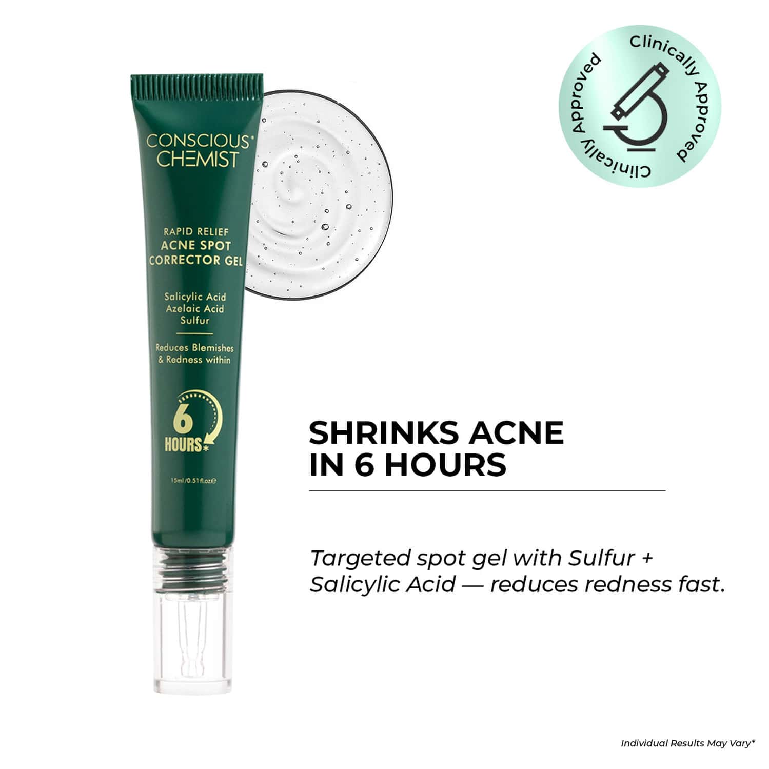 Conscious Chemist Rapid Relief Acne Spot Gel | 2% Salicylic & Azelaic Acid | 15g