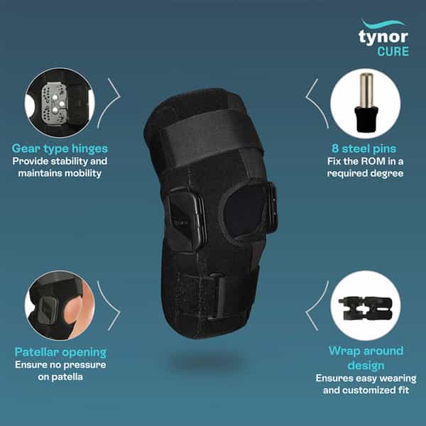 Tynor Adjustable R.o.m. Knee Brace | Black | Universal | 1 Unit