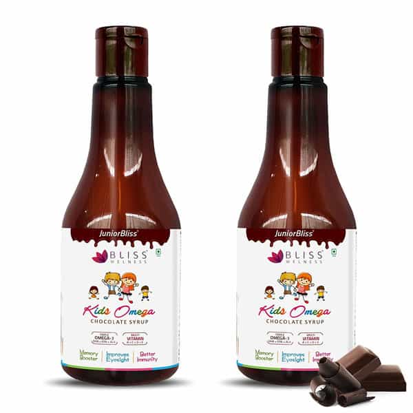 Bliss Welness Kids Omega 3 6 9 + Multivitamins Syrup | Brain Supplement|Chocolate|100 Gm Pack Of 2