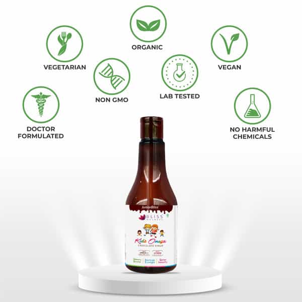 Bliss Welness Kids Omega 3 6 9 + Multivitamins Syrup | Brain Supplement|Chocolate|100 Gm Pack Of 2