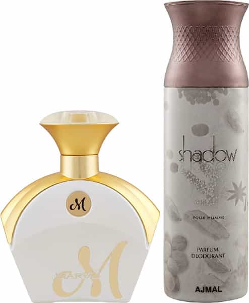 Maryaj M White Perfume 90Ml For Women And Ajmal Shadow Deodorant Citrus Woody Fragrance 200Ml