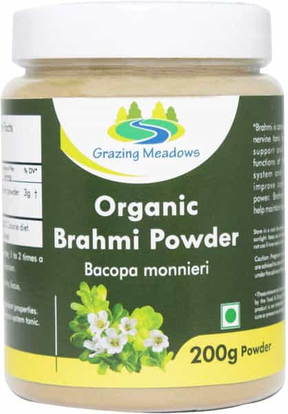 Grazing Meadows Organic Brahmi Powder/Bacopa Monnieri/Hair Growth & Memory Support - 200Gms