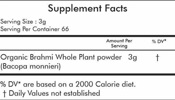 Grazing Meadows Organic Brahmi Powder/Bacopa Monnieri/Hair Growth & Memory Support - 200Gms