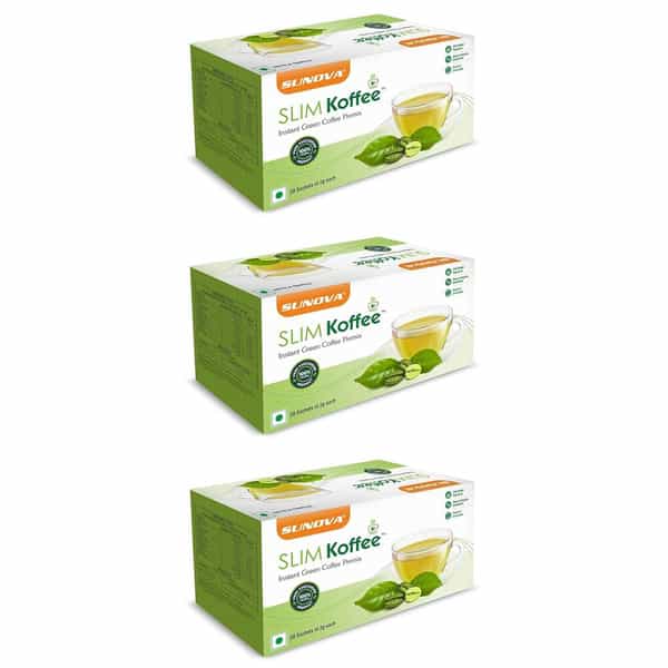 Sunova Slim Koffee - Instant Green Coffee Premix - Powerful Antioxidant | 20 Sachets X Pack Of 3