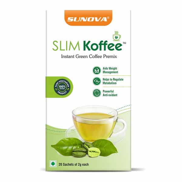 Sunova Slim Koffee - Instant Green Coffee Premix - Powerful Antioxidant | 20 Sachets X Pack Of 3