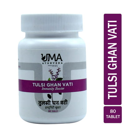 Uma Ayurveda Tulsi Ghan Vati Ayurvedic Tablets - Useful In Fever Control Immunilogical Jwar - 80n