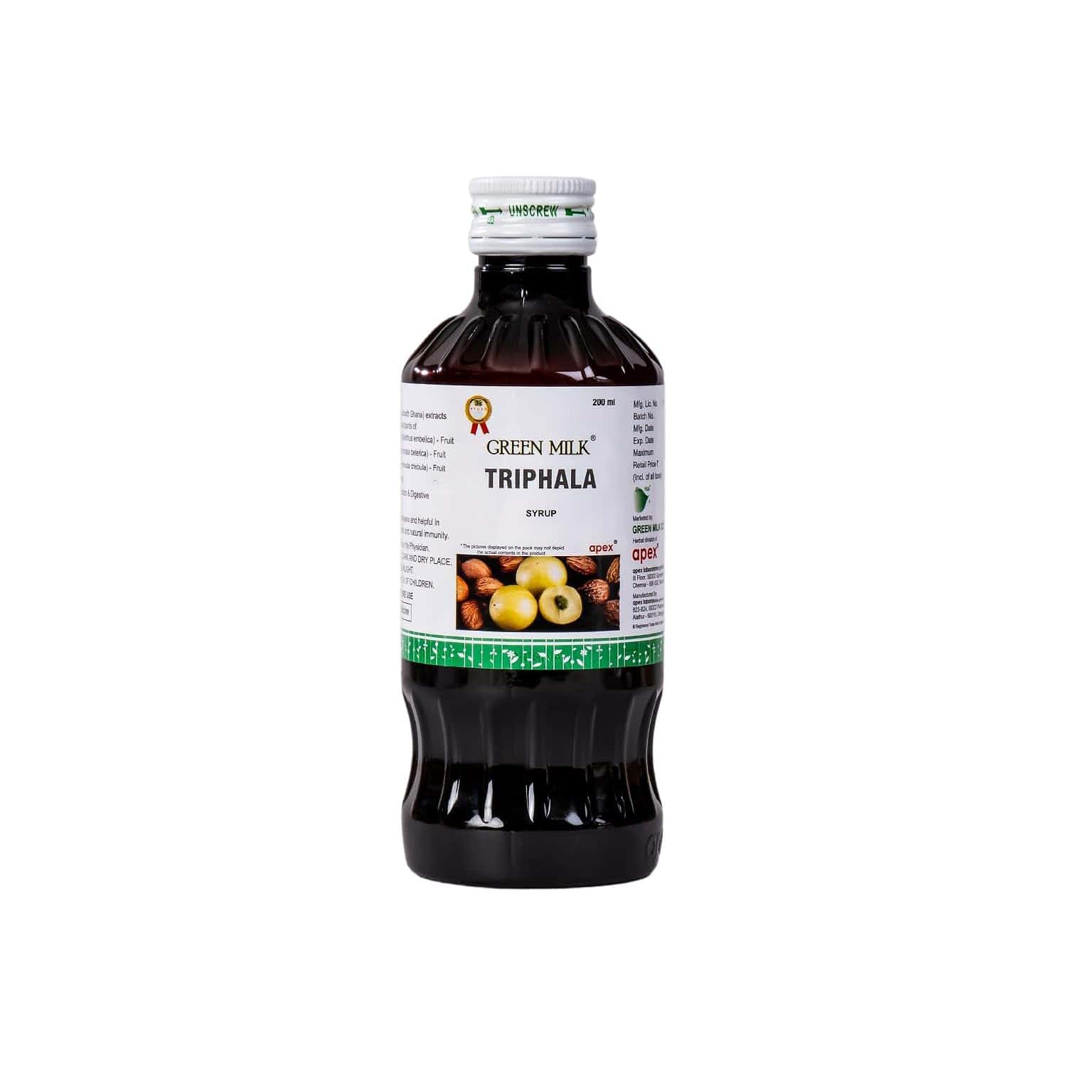 Green Milk Triphala Syrup | Ayurvedic Digestive Tonic For Digestion & Bowel Regularity | 200 Ml