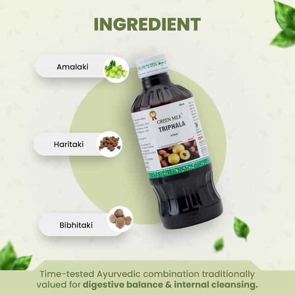 Green Milk Triphala Syrup | Ayurvedic Digestive Tonic For Digestion & Bowel Regularity | 200 Ml