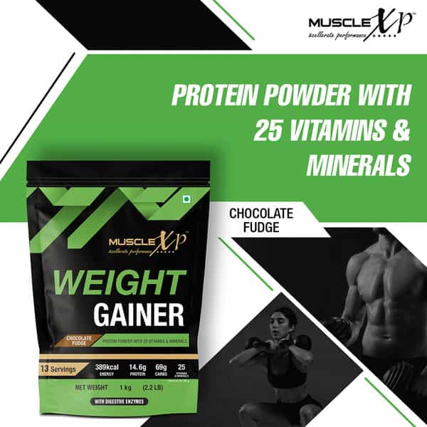Musclexp Weight Gainer Chocolate Fudge 1Kg Pouch (2.2 Lb)