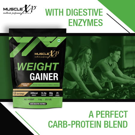 Musclexp Weight Gainer Chocolate Fudge 1kg Pouch (2.2 Lb)