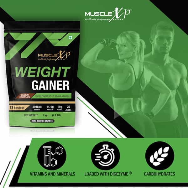 Musclexp Weight Gainer Chocolate Fudge 1Kg Pouch (2.2 Lb)