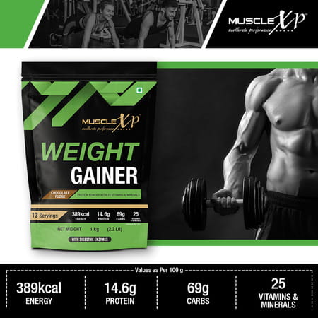 Musclexp Weight Gainer Chocolate Fudge 1kg Pouch (2.2 Lb)