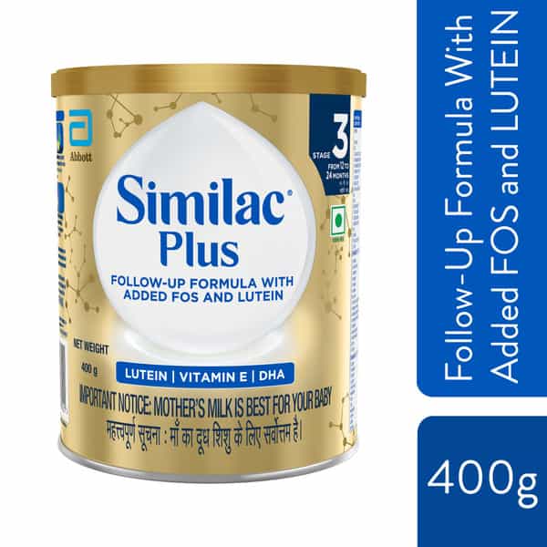 Similac Plus Follow-Up Formula | Added Fos & Lutein | Stage 3 | 12 - 24 Months | Tin 400 Gm