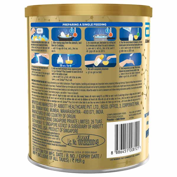Similac Plus Follow-Up Formula | Added Fos & Lutein | Stage 3 | 12 - 24 Months | Tin 400 Gm