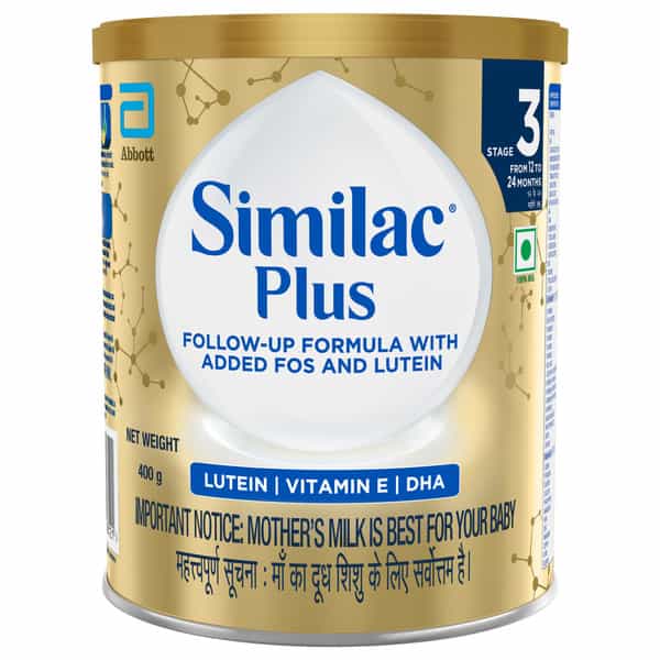 Similac Plus Follow-Up Formula | Added Fos & Lutein | Stage 3 | 12 - 24 Months | Tin 400 Gm