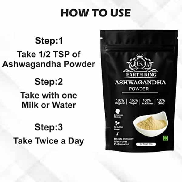Earth King 100% Pure Ashwagandha Powder (Withania Somnifera) | Unisex - 100Gm