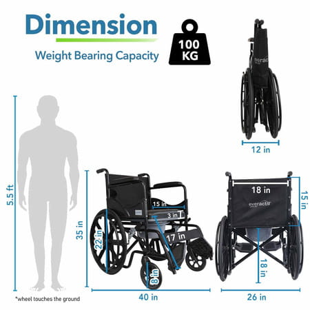 Everactiv 2 In 1 Foldable Wheelchair For Regular & Commode Use