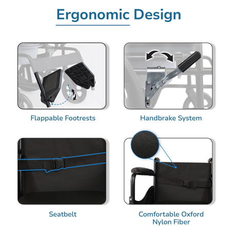 Everactiv 2 In 1 Foldable Wheelchair For Regular & Commode Use