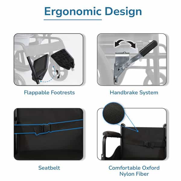 Everactiv 2 In 1 Foldable Wheelchair For Regular & Commode Use