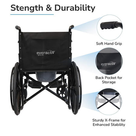 Everactiv 2 In 1 Foldable Wheelchair For Regular & Commode Use