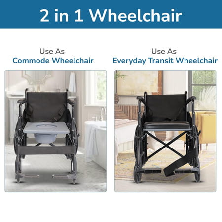 Everactiv 2 In 1 Foldable Wheelchair For Regular & Commode Use