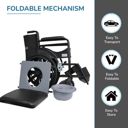 Everactiv 2 In 1 Foldable Wheelchair For Regular & Commode Use