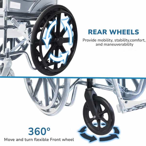 Everactiv 2 In 1 Foldable Wheelchair For Regular & Commode Use