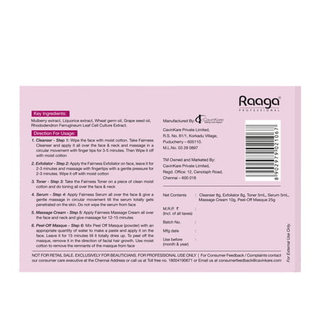 Raaga Professional Stem Cell Infused Fairness Facial Kit | 61 G