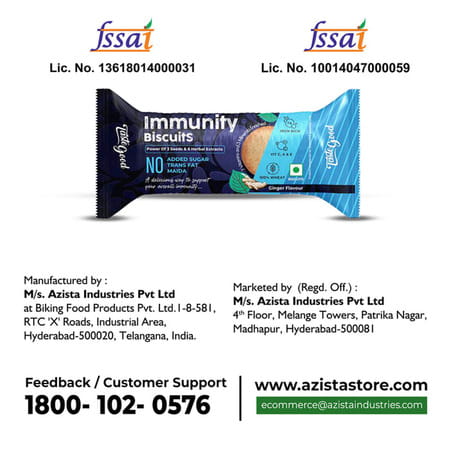 Taste Good Immunity Biscuits | Ginger Flavour | 6 Herbal Extracts & 3 Super Seeds | 10x75gm