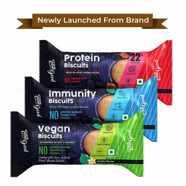 Taste Good Immunity Biscuits | Ginger Flavour | 6 Herbal Extracts & 3 Super Seeds | 10X75gm