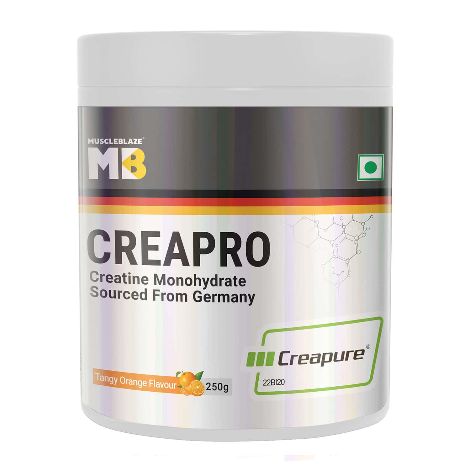 Muscleblaze Creapro Creatine Monohydrate Powder With Creapure | Tangy Orange (62 Servings | 250g)