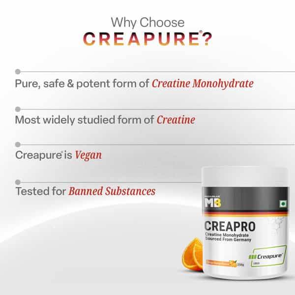 Muscleblaze Creapro Creatine Monohydrate Powder With Creapure | Tangy Orange (62 Servings | 250G)
