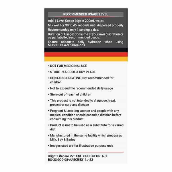 Muscleblaze Creapro Creatine Monohydrate Powder With Creapure | Tangy Orange (62 Servings | 250G)