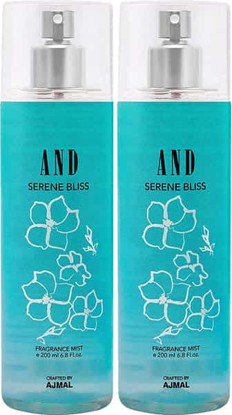 And Serene Bliss Pack Of 2 Body Mist 200Ml Each For Female Crafted By Ajmal + 2 Parfum Testers