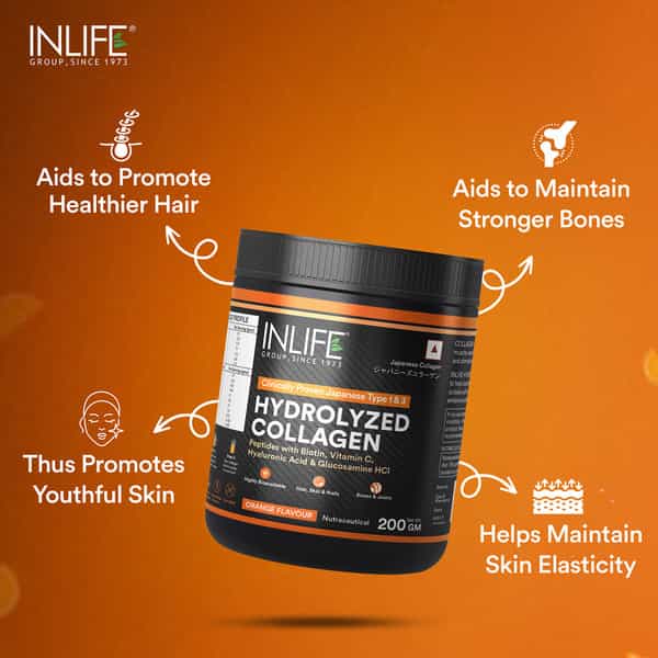 Inlife Japanese Collagen Supplements For Women & Men (Orange | Collagen | 200G)