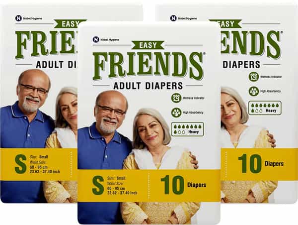 Friends Easy Adult Diapers Tape Style - 30 Count (Small) - Waist Size 23.62 - 37.40 Inch ; 60 - 95Cm