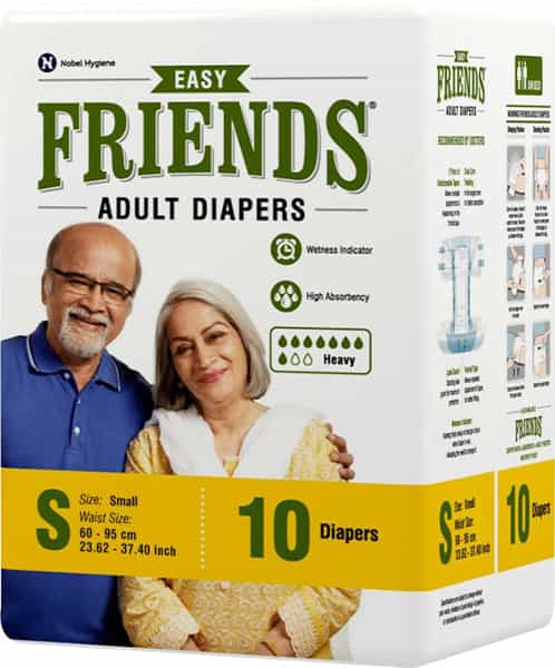 Friends Easy Adult Diapers Tape Style - 30 Count (Small) - Waist Size 23.62 - 37.40 Inch ; 60 - 95Cm