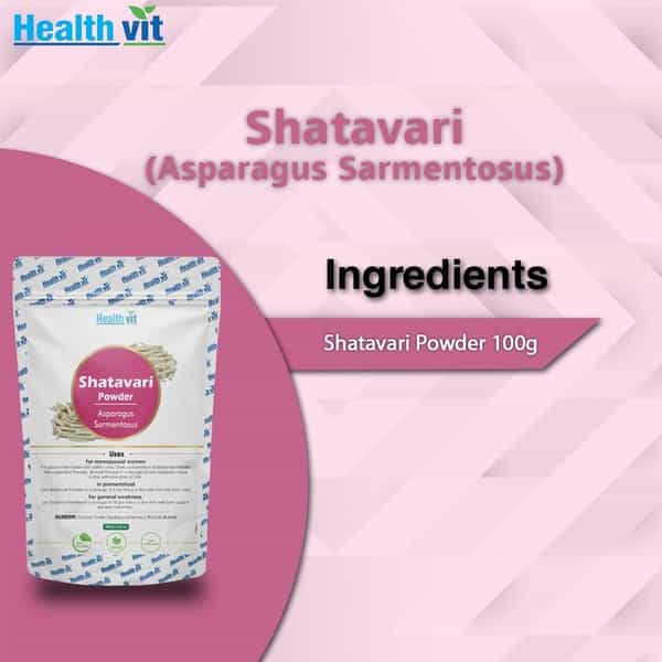 Healthvit Natural Shatavari Health Supplement Powder (Asparagus Sarmentosus) Packet Of 100 G