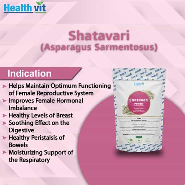 Healthvit Natural Shatavari Health Supplement Powder (Asparagus Sarmentosus) Packet Of 100 G