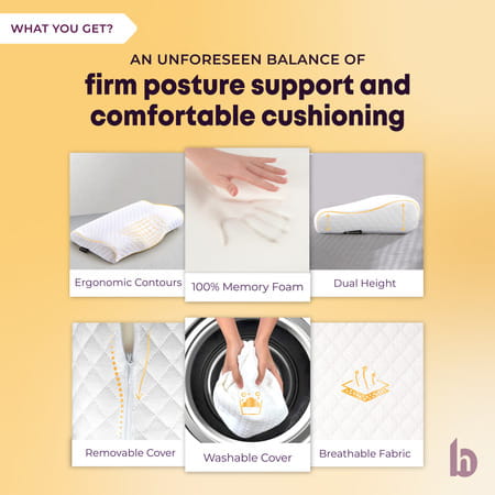 Betterhood Pack Of 2 White Memory Foam Ergonomic Contour Cervical Sleep Pillow