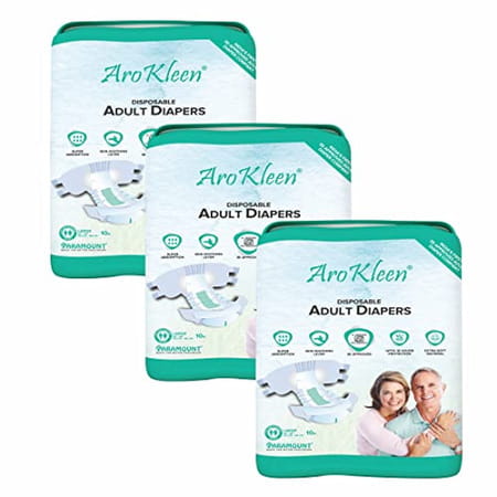 Arokleen Adult Diaper Tape Style Large (Waist Size: 102 Cm-150 Cm) 10 Pcs Per Packet Pack Of 3